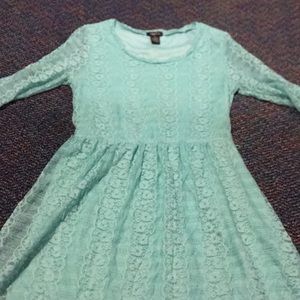 blue lace above knee dress